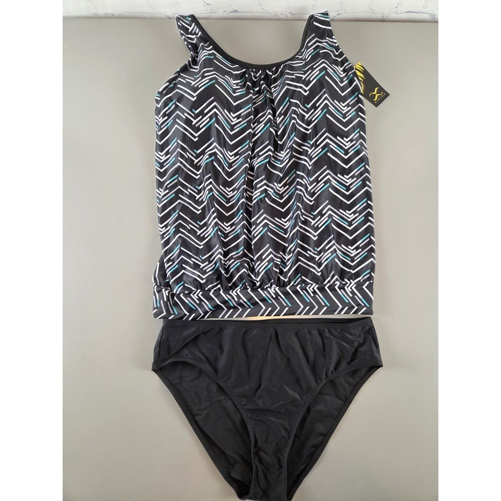 BikinX Sz Large Blouson‎ Tankini Bathing Suit 2 Piece